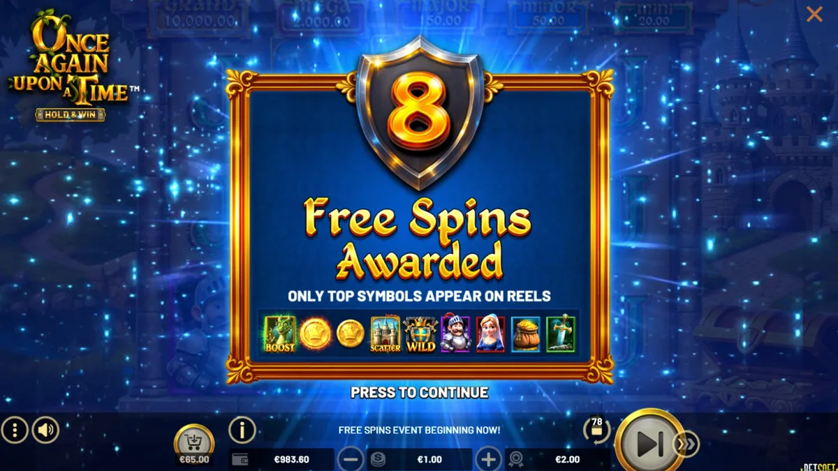 Tampilan visual slot Once Again Upon A Time dengan tema fantasi abad pertengahan dan naga.